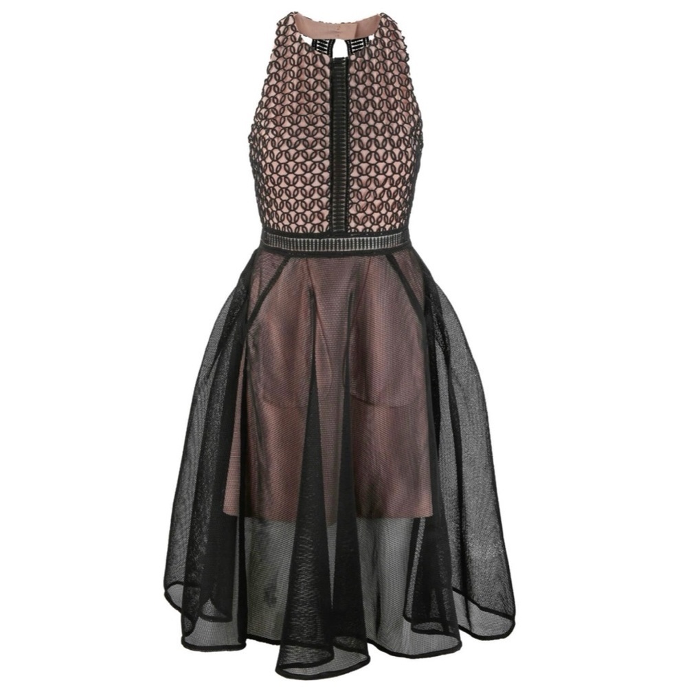 Elliatt Convert Dress Black Nude Mesh Lace Fit & Flare Cocktail Party Dress XS - Picture 6 of 8